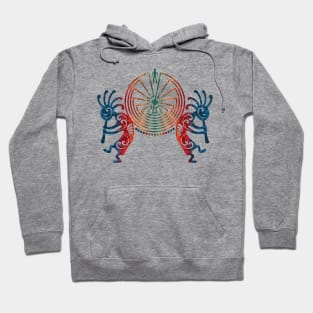 Kokopelli  & Man In The Maze Symbol colored Hoodie